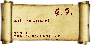 Gál Ferdinánd névjegykártya